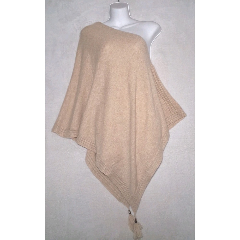 Lilly Pulitzer Women's 100% Cashmere Tassel Poncho Wrap One Size Oatmeal